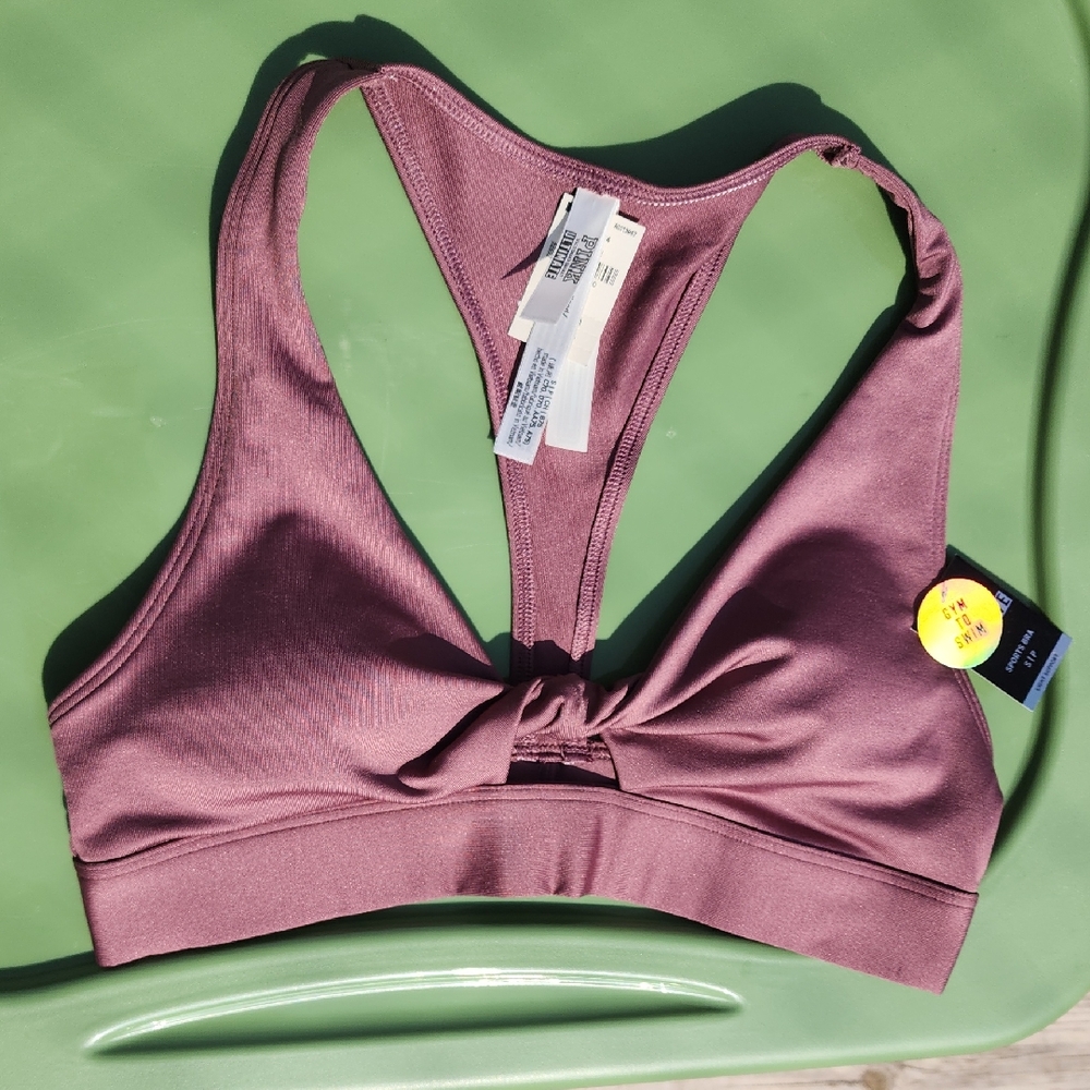 PINK Victoria's Secret Purple Sports Bra Seamless Moisture-Wicking